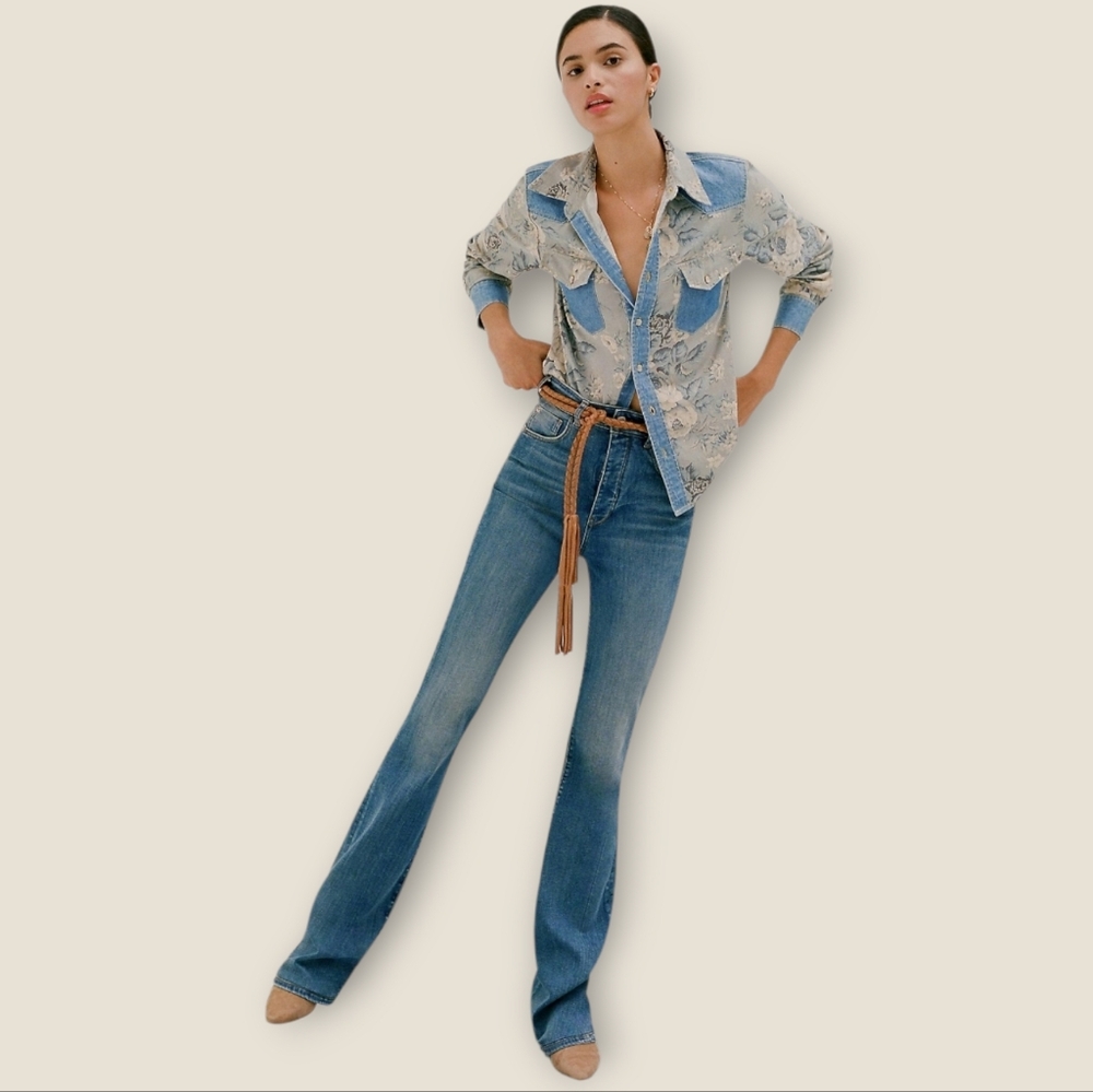 PILCRO x Anthropologie THE ICON High Rise Flare Leg Denim Jeans Size 27 - Picture 12 of 12